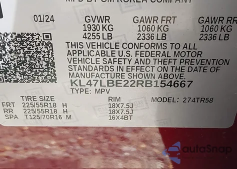 2024 Buick Envista Sport Touring Fwd z USA, uszkodzony, nr VIN KL47LBE22RB154667